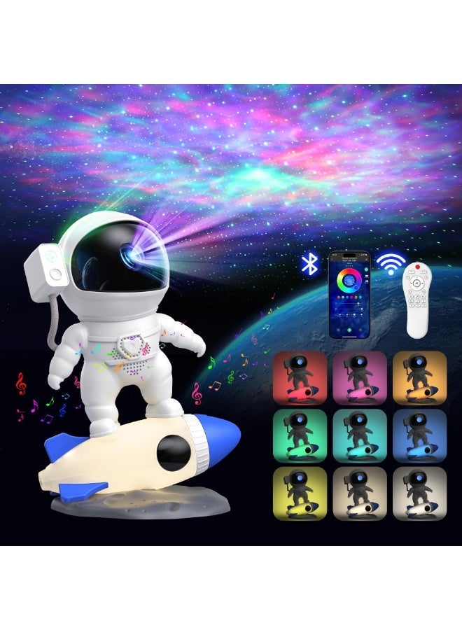 Astronaut Starry Sky Projector with Bluetooth Speaker & White Noise, 360° Adjustable Nebula Projection, App Control, Music Sync, Night Light for Bedroom, Living Room, Party, Perfect Gift for Kids and Adults - Image 1